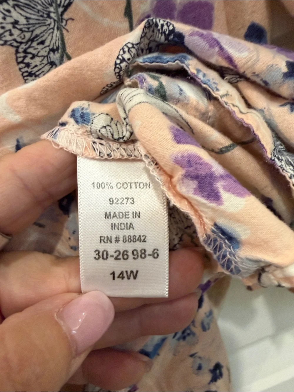 Denim 24/7 Pink/Peach Floral Pintuck Button-Down Blouse